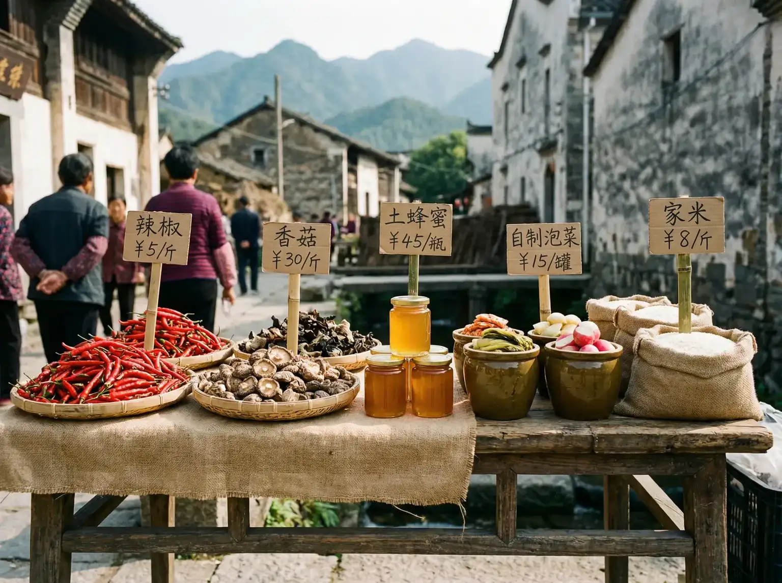 乡村集市上的辣椒香菇蜂蜜等土特产 - 勾引禁欲刑警队长 农产品